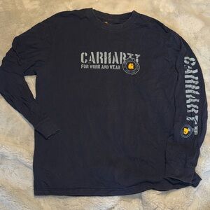 Carhartt Men's Dark Blue Graphic Long Sleeve Tee